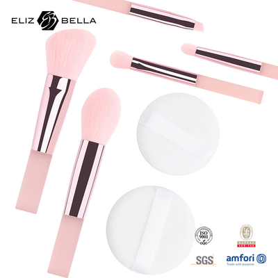 Synthetic Hair Pink Makeup Brushes Travel Makeup Brush Kits With Clear PVC Packaging Box