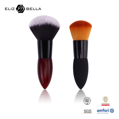 2pcs Short Wooden Handle Makeup Brush Synthetic Hair With Aluminium Ferrule