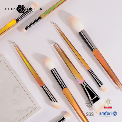 8pcs Plastic Handle Cosmetic Brush Sets Shiny Aluminium Ferrule Nylon Hair Makeup Brush