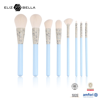 8pcs Makeup Brushes With Synthetic Hair And Rolling Printing Aluminium Ferrule OEM