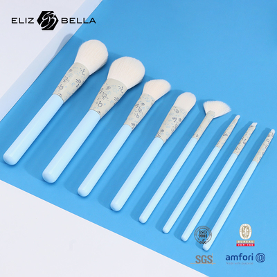 8pcs Makeup Brushes With Synthetic Hair And Rolling Printing Aluminium Ferrule OEM