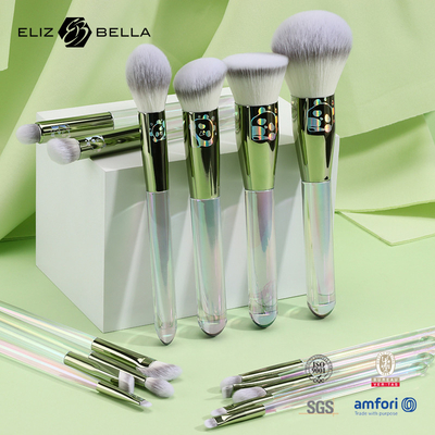 12pcs Clear Plastic Handle Brushes Custom Cosmetic Brushes With Laser Design