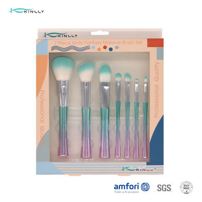 Electroplated Plastic Handle 7pcs Makeup Brush Gift Set