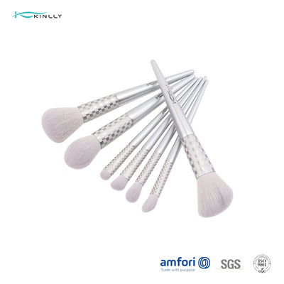 Aluminum Ferrule Synthetic Hair 7pcs Wooden Handle Cosmetic Brush