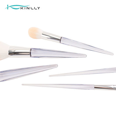 OEM 8PCS Complete Makeup Brush Set Quadrilateral Clear Plastic Handle