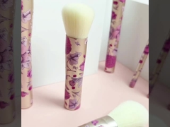 Makeup Brush Set With Synthetic Hair and Metal Handle,Rolling Up Printing Design