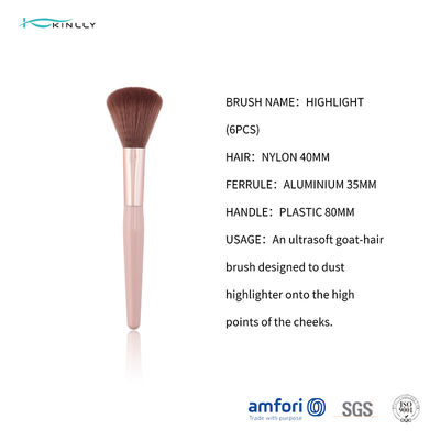 Face Powder Highlight Single Makeup Brush Synthetic Hair Aluminum Ferrule 1PC