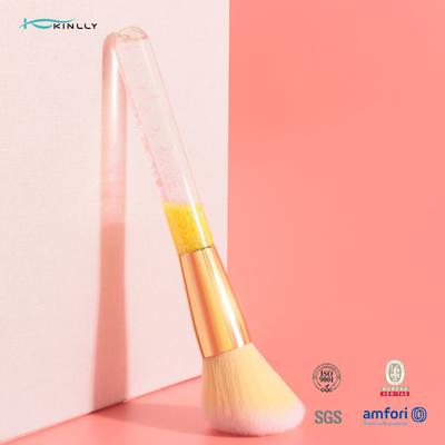 High Density Loose Powder Makeup Brush Yellow Plastic Handle Synthetic Hair Cosmetic Brushes