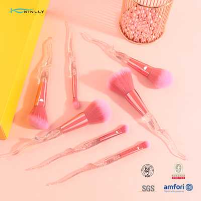 Plastic Handle 7 Piece Makeup Brush Set Synthetic Bristles For Powder Foundation