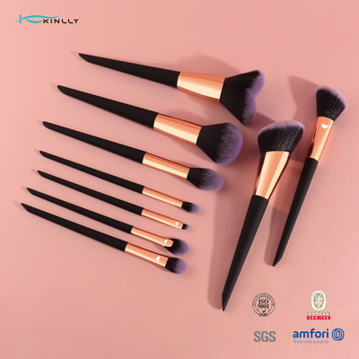 OEM Customized Makeup Brush Set 9PCS Aluminum Ferrule Plastic Handle