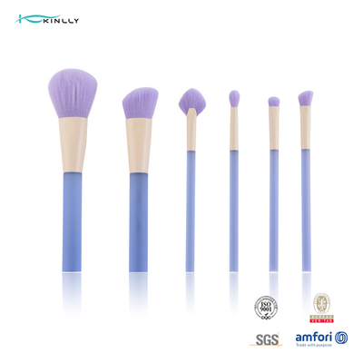 Easy to Clean 6PCS Professional Makeup Brush Cosmetic brush Set with Synthetic Hair Makeup Brush Clear Plastic Handle