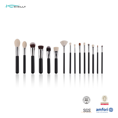 Black Powder Makeup Brushes Set With Foundation Eyeshadow Fluffy