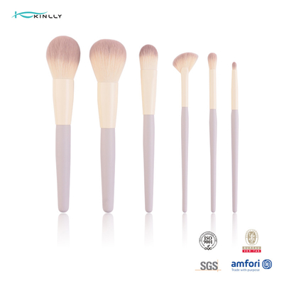 6PCS Cosmetic Travel Synthetic Hair Makeup Brush Set With Orange Ferrule