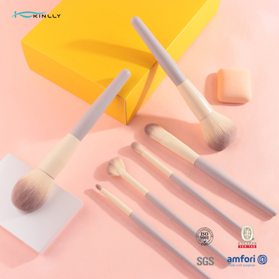 Travel Size Synthetic Hair 6PCS Cosmetic Makeup Brush Set with Orange Ferrule And Plastic Handle