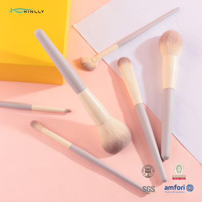 Travel Size Synthetic Hair 6PCS Cosmetic Makeup Brush Set with Orange Ferrule And Plastic Handle