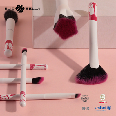 3D Printing Wooden Handle Makeup Brushes 7pcs Two Tones Synthetic Hair OEM