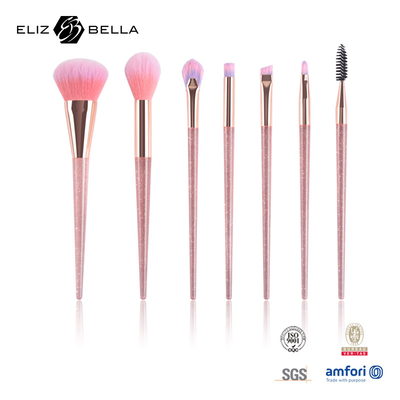 7pcs Cosmetic Makeup Brush Set Plastic Handle Synthetic Hair Aluminium Ferrule