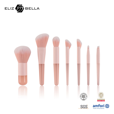 7pcs Clear Plastic Handle Synthetic Hair Makeup Brush Gift Set Cosmetic Brush Set