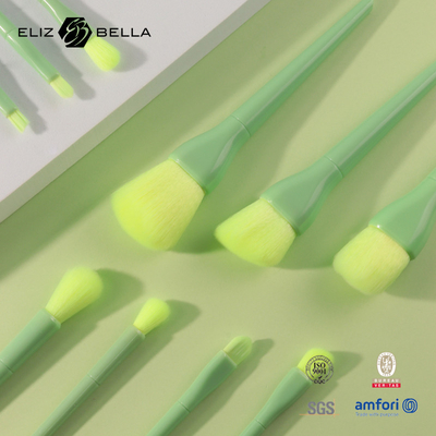 9pcs Light Green Plastic Handle Makeup Brush  Set ,100% Syntheitc Hair,OEM Orders Are Welcome