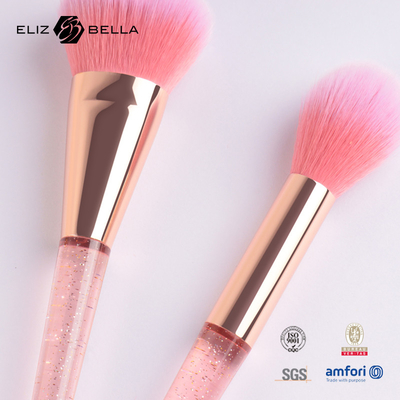 7pcs Rose Gold Cosmetic Brush Set Synthetic Hair Plastic Handle Travel Makeup Brush Set