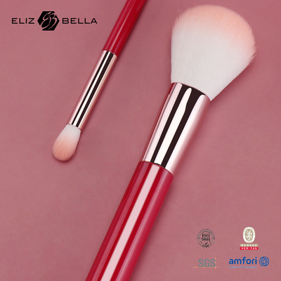3pcs Private Logo Cosmetic Makeup Brush Set With Synthetic Hair Red Wooden Handle