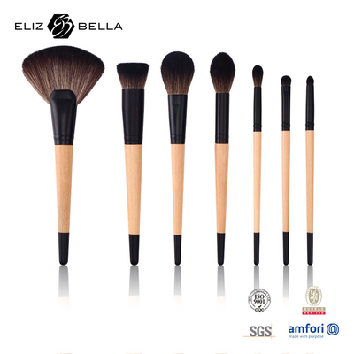 7 Piece Synthetic Hair Makeup Brush Wooden Handle Cosmetic Brush BSCI Certified