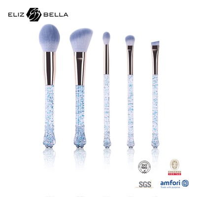 5pcs Transparent Plastic Handle Cosmetic Brush Set Customized Packag