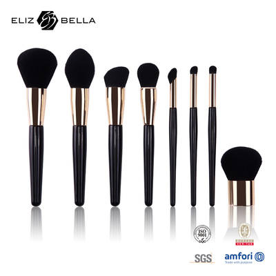 Classic Black Synthetic Hair Makeup Brush Kabuki Golden Aluminium Ferrule Eco Friendly