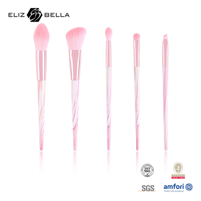 5pcs Pink Ferrule Plastic Makeup Brushes Synthetic Hair Vegan Personalized Custom Logo