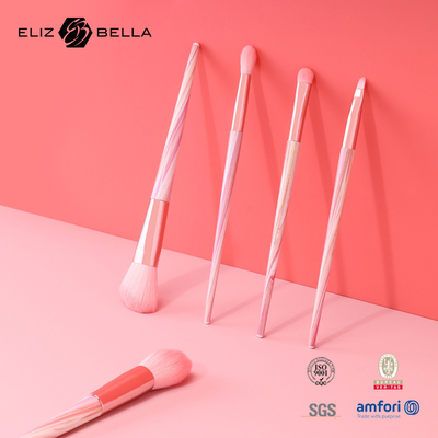 5pcs Pink Ferrule Plastic Makeup Brushes Synthetic Hair Vegan Personalized Custom Logo