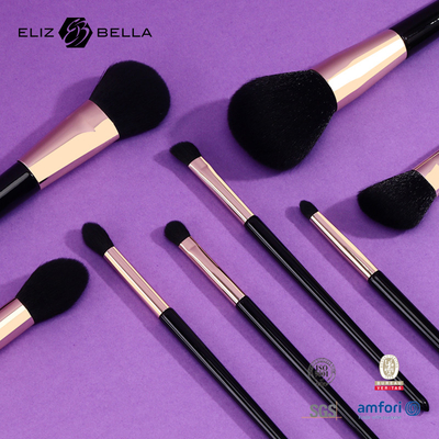 Classic Black Synthetic Hair Makeup Brush Golden Aluminium Ferrule Easy To Clean