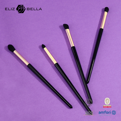 Classic Black Synthetic Hair Makeup Brush Golden Aluminium Ferrule Easy To Clean