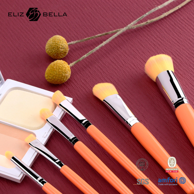 Customizable Portable Makeup Brush Set With Synthetic Hair Shiny Silver Aluminium Ferrule