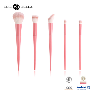 Customizable Face Travel Makeup Brush Set With Plastic Handle And Aluminium Ferrule
