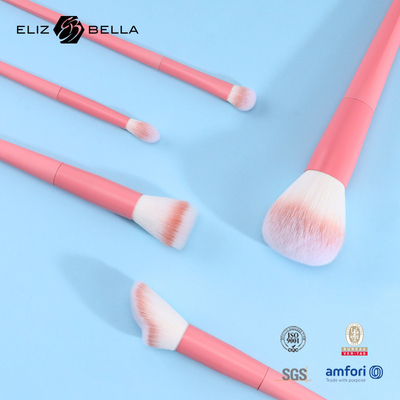 Customizable Face Travel Makeup Brush Set With Plastic Handle And Aluminium Ferrule