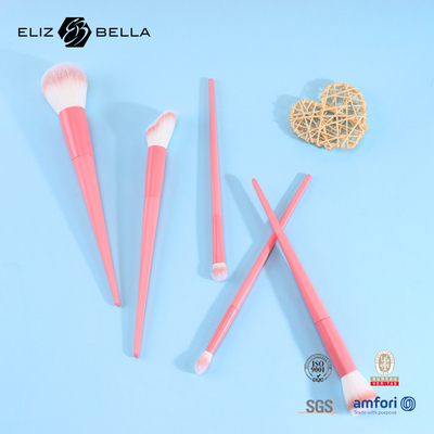 Customizable Face Travel Makeup Brush Set With Plastic Handle And Aluminium Ferrule