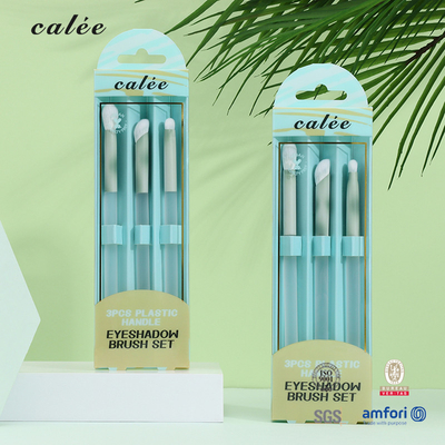 3pcs Synthetic Hair Makeup Brush Kits With PVC Bag Aluminium Ferrule Customized Logo