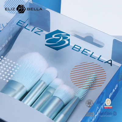 Customized Logo Face Makeup Brushes With 100% Synthetic Hair Aluminium Ferrule