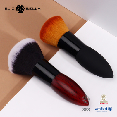 2pcs Short Wooden Handle Makeup Brush Synthetic Hair With Aluminium Ferrule