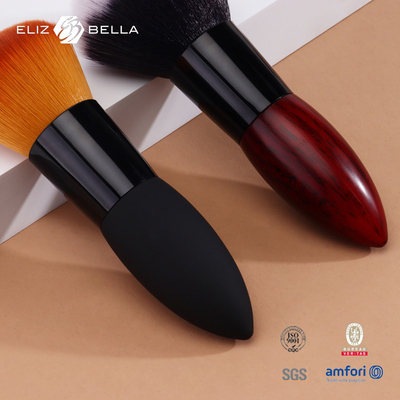 2pcs Short Wooden Handle Makeup Brush Synthetic Hair With Aluminium Ferrule