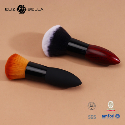 2pcs Short Wooden Handle Makeup Brush Synthetic Hair With Aluminium Ferrule