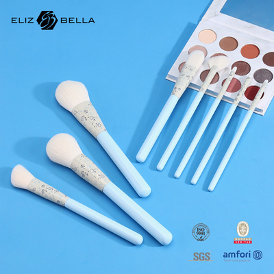 8pcs Makeup Brushes With Synthetic Hair And Rolling Printing Aluminium Ferrule OEM