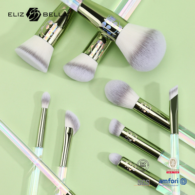 12pcs Clear Plastic Handle Brushes Custom Cosmetic Brushes With Laser Design