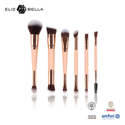 6pcs Gold Aluminium Ferrule Beauty Makeup Brush Cosmetic Brushes For Liquid Cream