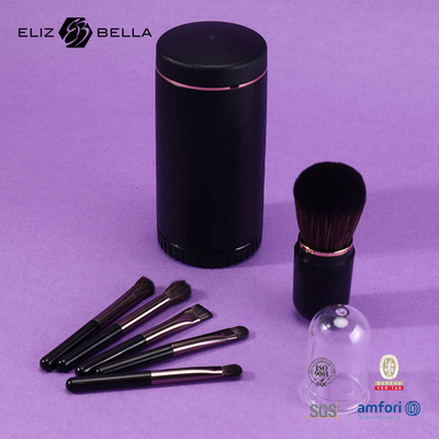 6-piece Makeup Brush With Brush Holder Synthetic Hair And Aluminium Ferrule OEM