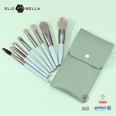 8-piece Makeup Brushes With Cosmetic Pouch Plastic Handle and Aluminium Ferrule OEM