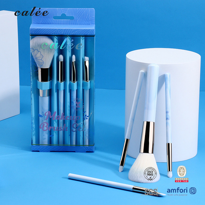 4pcs Travel Makeup Brush Set With Synthetic Hair And Plastic Handle With PVC Packaging Box