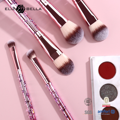 5pcs Travel Makeup Brushes Set With 100% Synthetic Hair And Aluminium Ferrule Plastic Handle Beauty Tools