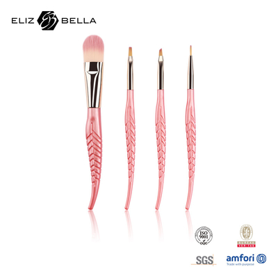 4pcs Travel Makeup Brushes With 100% Synthetic Hair And Plastic Handle With Special Tail Handle