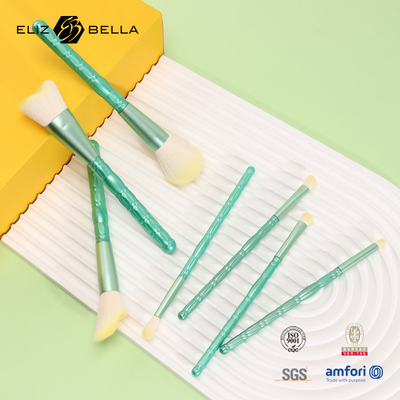 7pcs Plastic Handle Professional Makeup Brushes With White Synthetic Hair Aluminium Ferrule